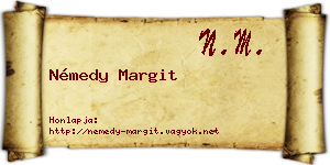 Némedy Margit névjegykártya
